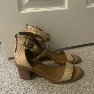 Beige Strappy Block Heel Sandals